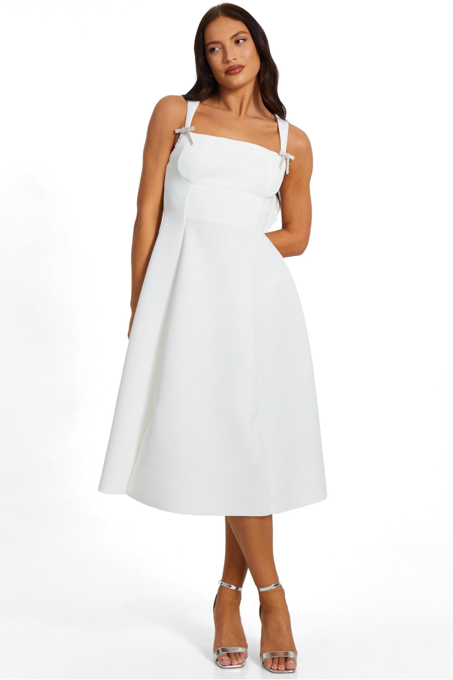 Women's Scuba Crepe Skater Midi Dress