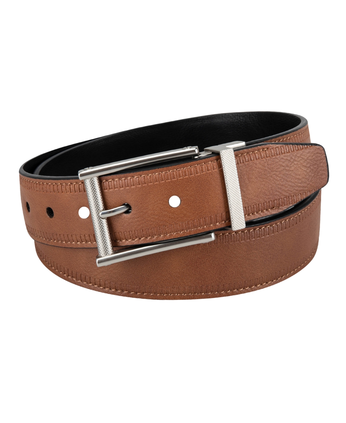 Men's 2-in-1 Modern Reversible Stretch Casual Belt - Cognac, Black