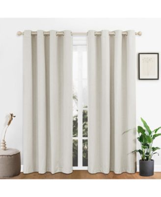 100% Blackout Linen Blend Texture Grommet Curtain Pair(2 Panels)