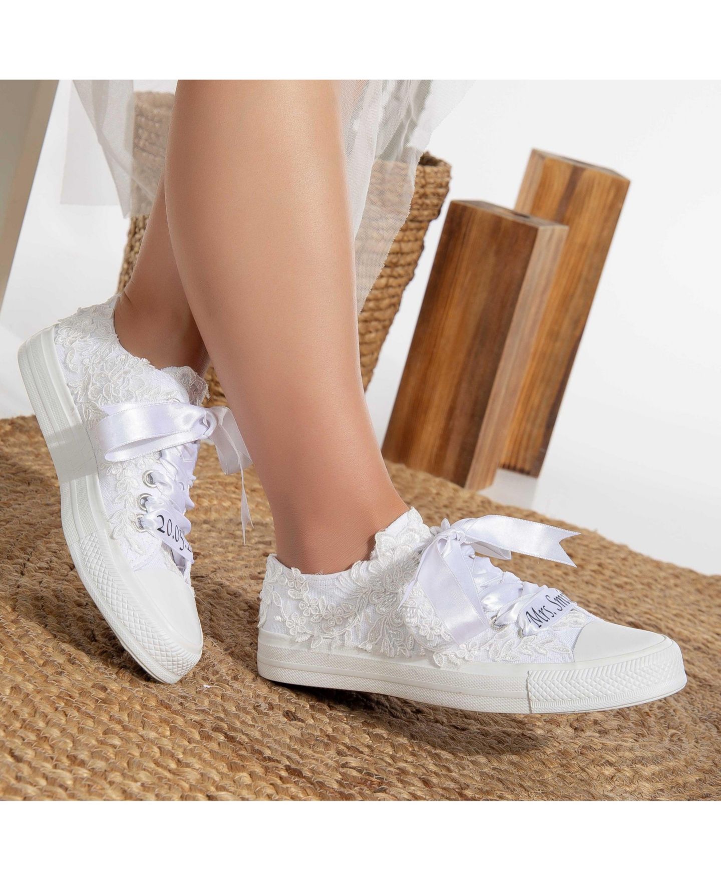 Женские кроссовки Forever & Always Shoes Belle Floral Lace Bridal, цвет: Белый — фото 5