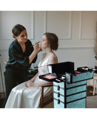 Folding Manicure Nail Table 4in1 Rolling Makeup Train Case CB Dusk