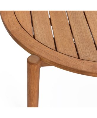 Natural Wooden Outdoor Coffee Table, Round Solid Wood Patio Table