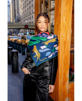 Double Sided Wool Silk Scarf Of Jungle Night