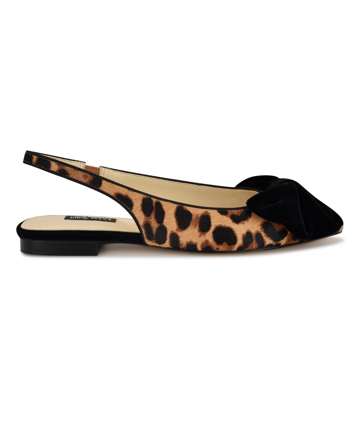 Shop Nine West Women's Junnie Bow Slingback Dress Flats In Leopard