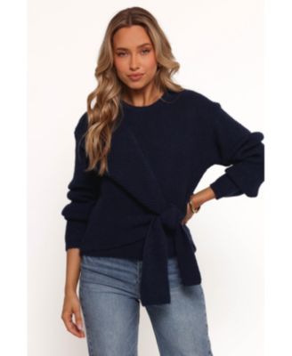 Women's Ettie Wrap Side Tie Knit Sweater - Burgundy