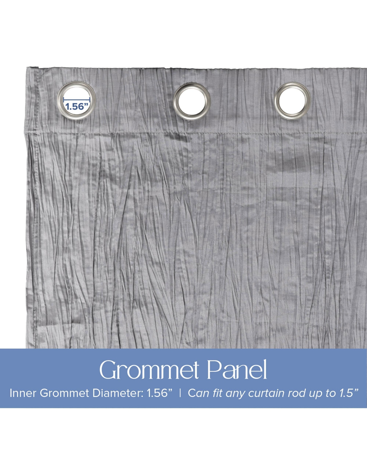 Grommet Broomstick Crush Curtains Pair, 38"X63"