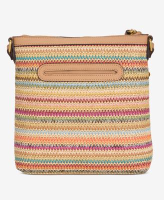 Straw North South Crossbody Bag