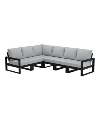 6-Piece Outdoor L-Shaped Patio Corner Sectional Sofa Conversation Set