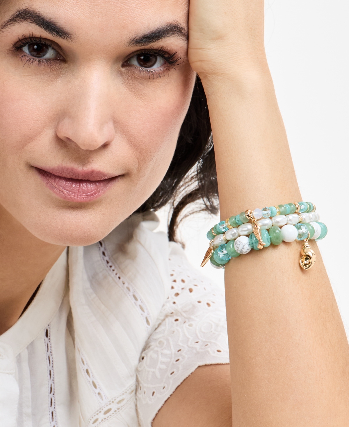 ON 34TH BLUE BEADED NAUTICAL CHARM BRACELET STRETCH SET, EXCLUSIVELY AT MACY'S 