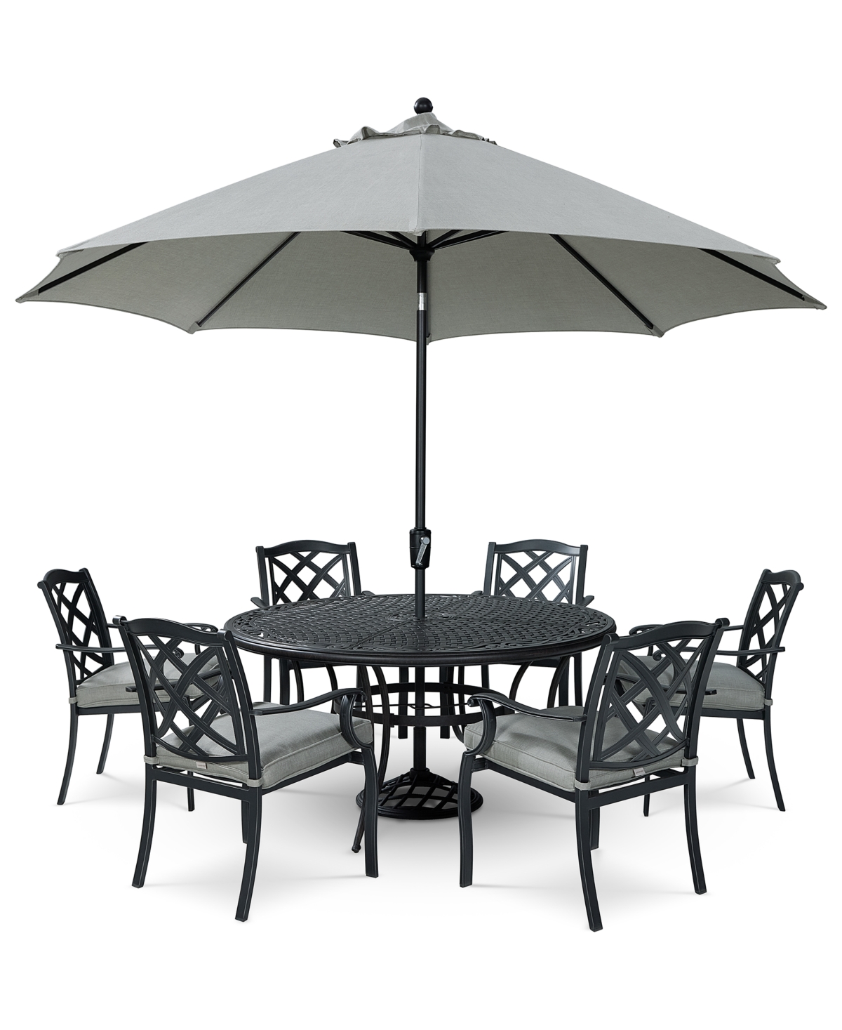 Agio Wythburn Outdoor Dining 7pc Set (60" Round Table & 6 Lattice Dining Chairs)