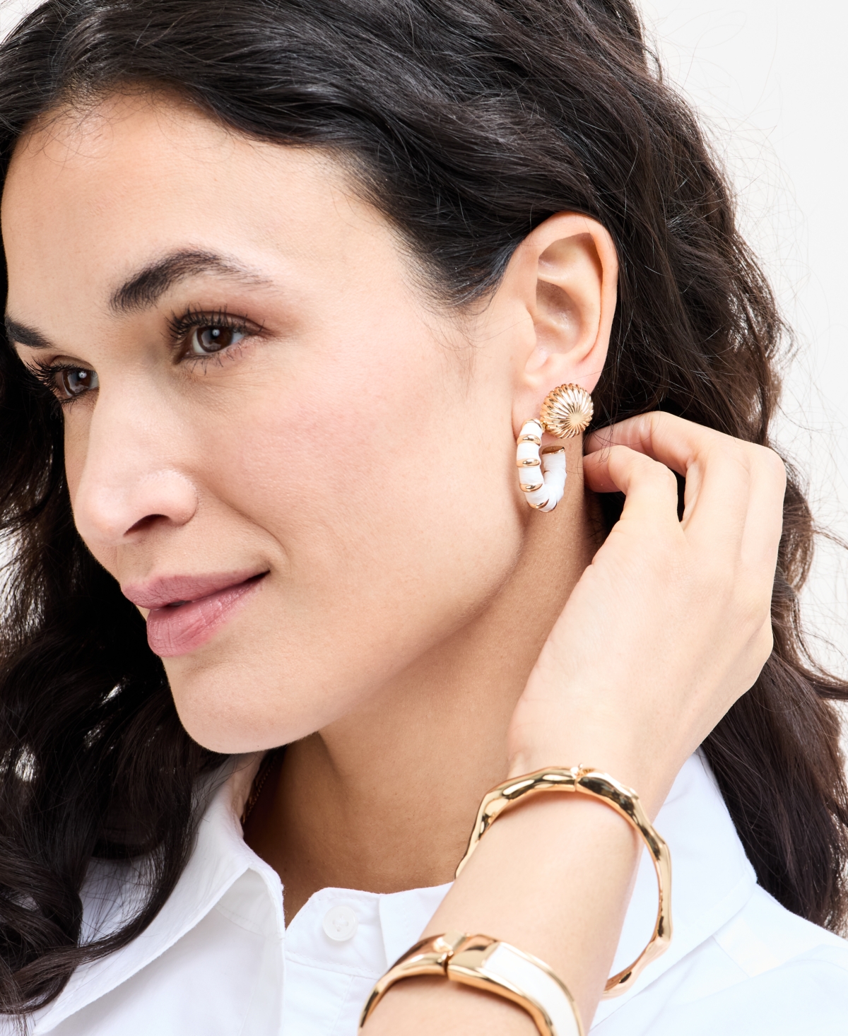 ON 34TH GOLD-TONE 2-PC. SET PAPER-WRAPPED HOOP & TEXTURED STUD EARRINGS, EXCLUSIVELY AT MACY'S 