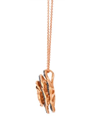 Chocolate Ombr&eacute; Diamond Rose Adjustable 20" Pendant Necklace (1-1/2 ct. t.w.) in 14k Rose Gold
