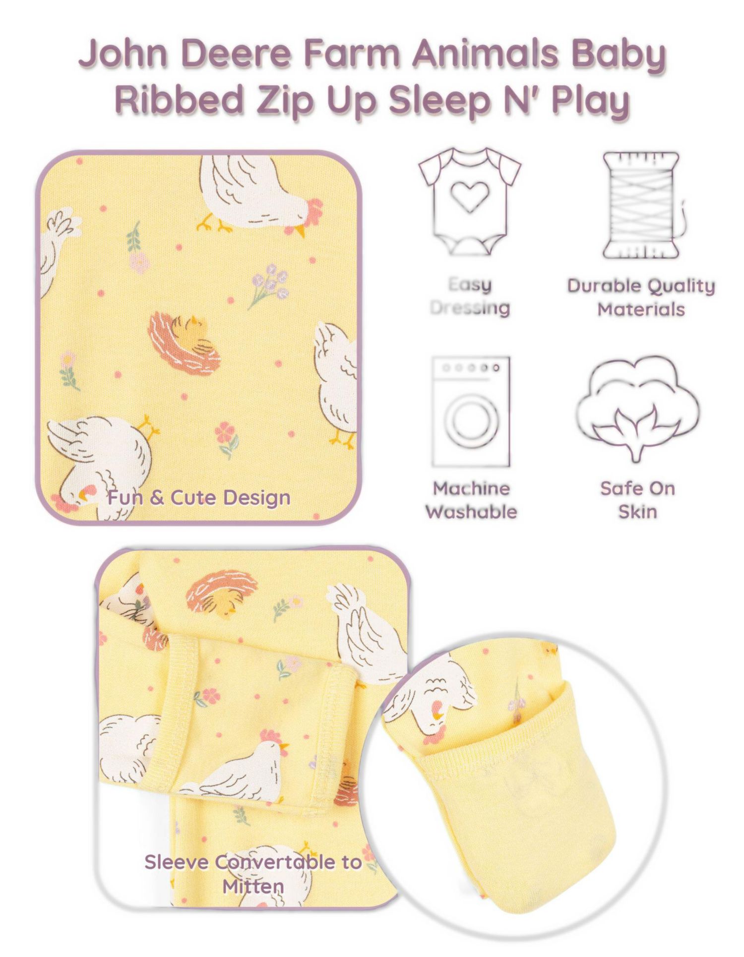 Baby Girls Zip-Up Footed Sleep N Play