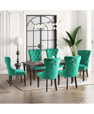 Velvet Upholstered Tufted Dining Chairs (Set of 6)