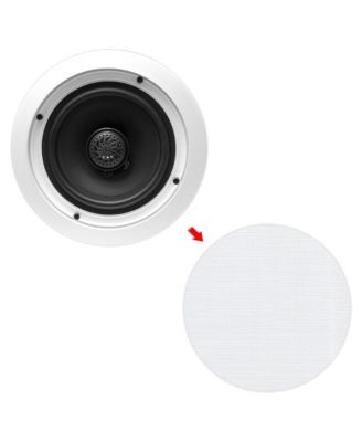 Pyle PDIC60T 6.5" In-Wall/In-Ceiling 2-Way Stereo Speakers with 70V Transformer - Flush Mount, White, Pair