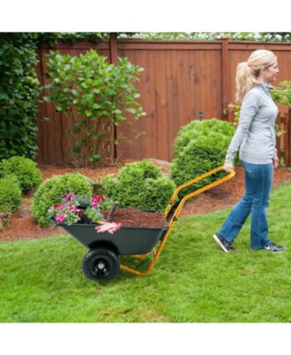 Dual-Wheel Wheelbarrow Garden Utility Cart with Pneumatic Tires