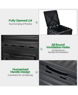 23.5" x 23" x 32" 80-Gallon Outdoor Composter with Large Openable Lid and Bottom Exit Door