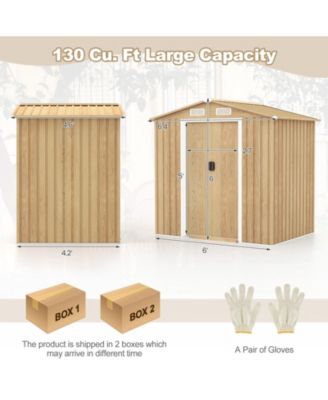 Lockable Sliding Doors 6 x 4 Feet Galvanized Steel Storage Shed