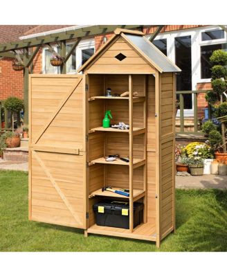 Outdoor Wooden Storage Hutch Single Door Shed