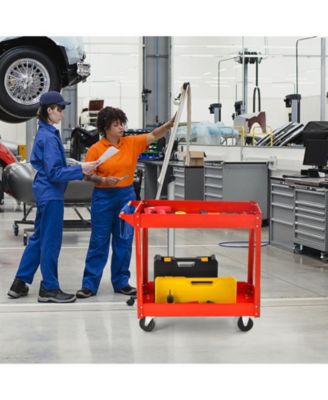 Heavy-Duty Metal Frame 2-Tier Utility Cart with Handle
