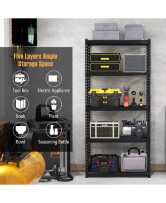 5-Tier Metal Shelving Unit with Anti-slip Foot Pad Height Adjustable Shelves for Garage