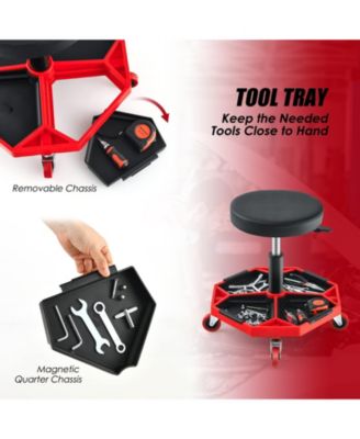 330 LBS Capacity Pneumatic Rolling Mechanic Stool with Padded Seat