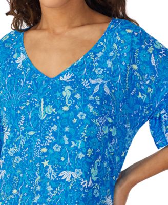 Women's Printed Short-Sleeve Sleep Tunic