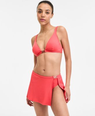 Michael Michael Kors Banded Triangle Bikini Top Skirted Brief Bikini Bottoms