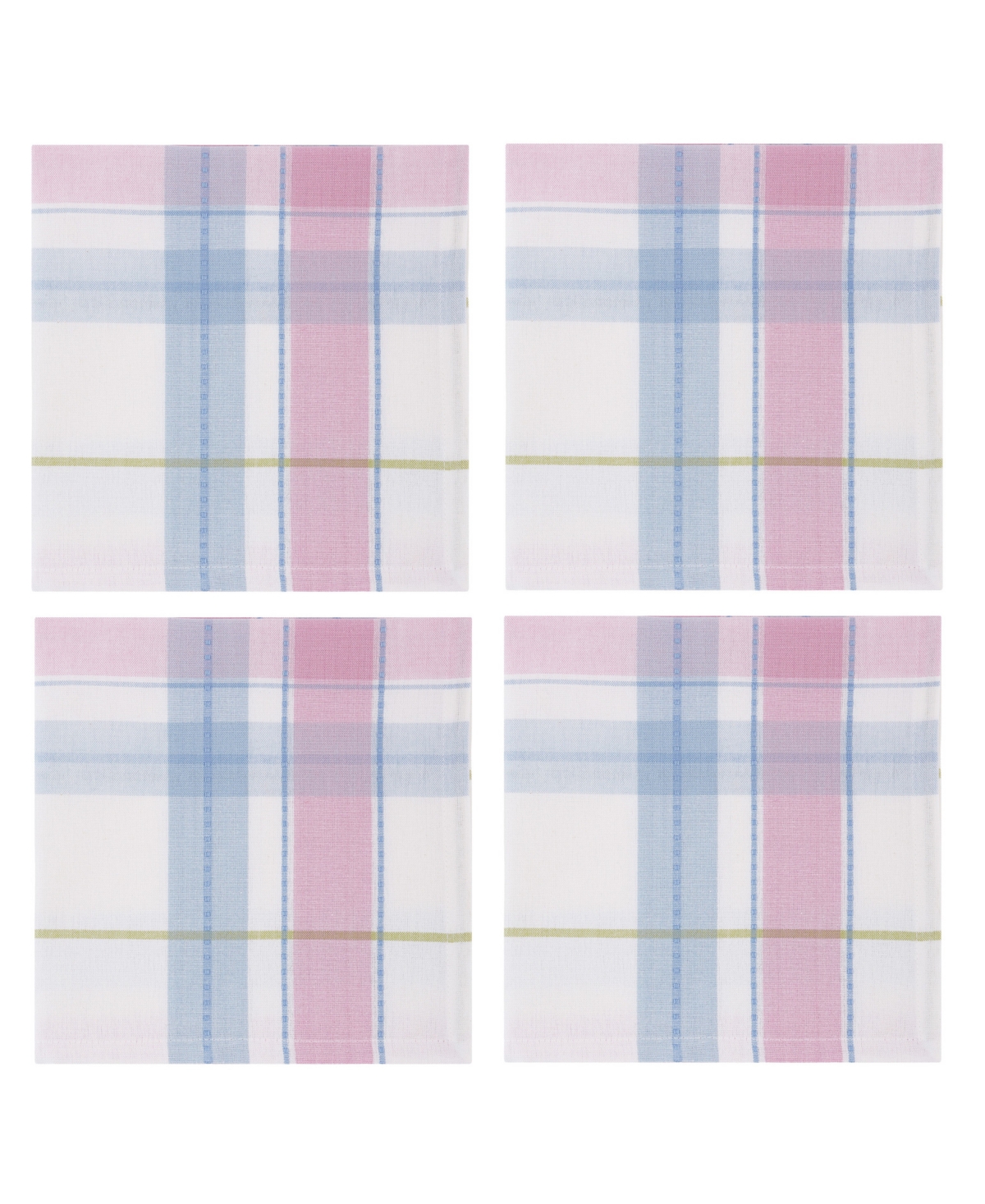 Design Imports Oh Hoppy Day Plaid Cotton Napkins, Set Of 4 In Blue