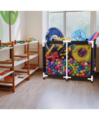 Extra Large Mesh Pool Storage Bin 214 Gallon Noodles Toys Holder 6 Wheels Rolling Cart Black