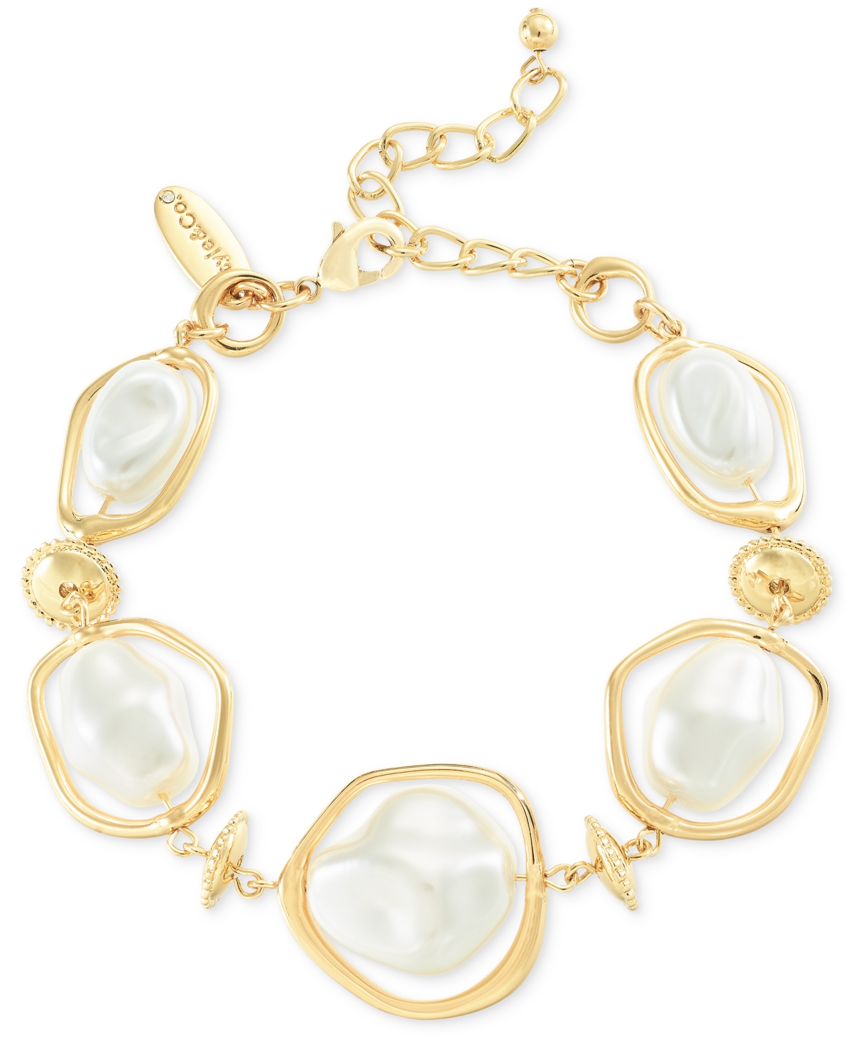 Gold-Tone Baroque Imitation Pearl Orbital Flex Bracelet, Exclusively at Macy's - White