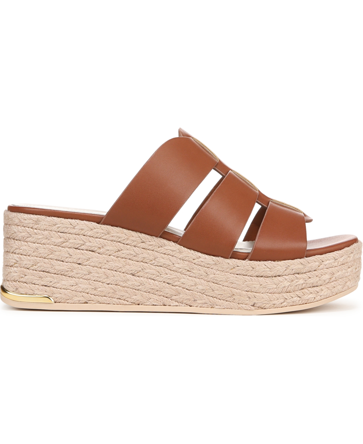 Franco Sarto Women's Tevin Open Square Toe Espadrille Slide Platform Sandals In Cognac Brown Faux Leather