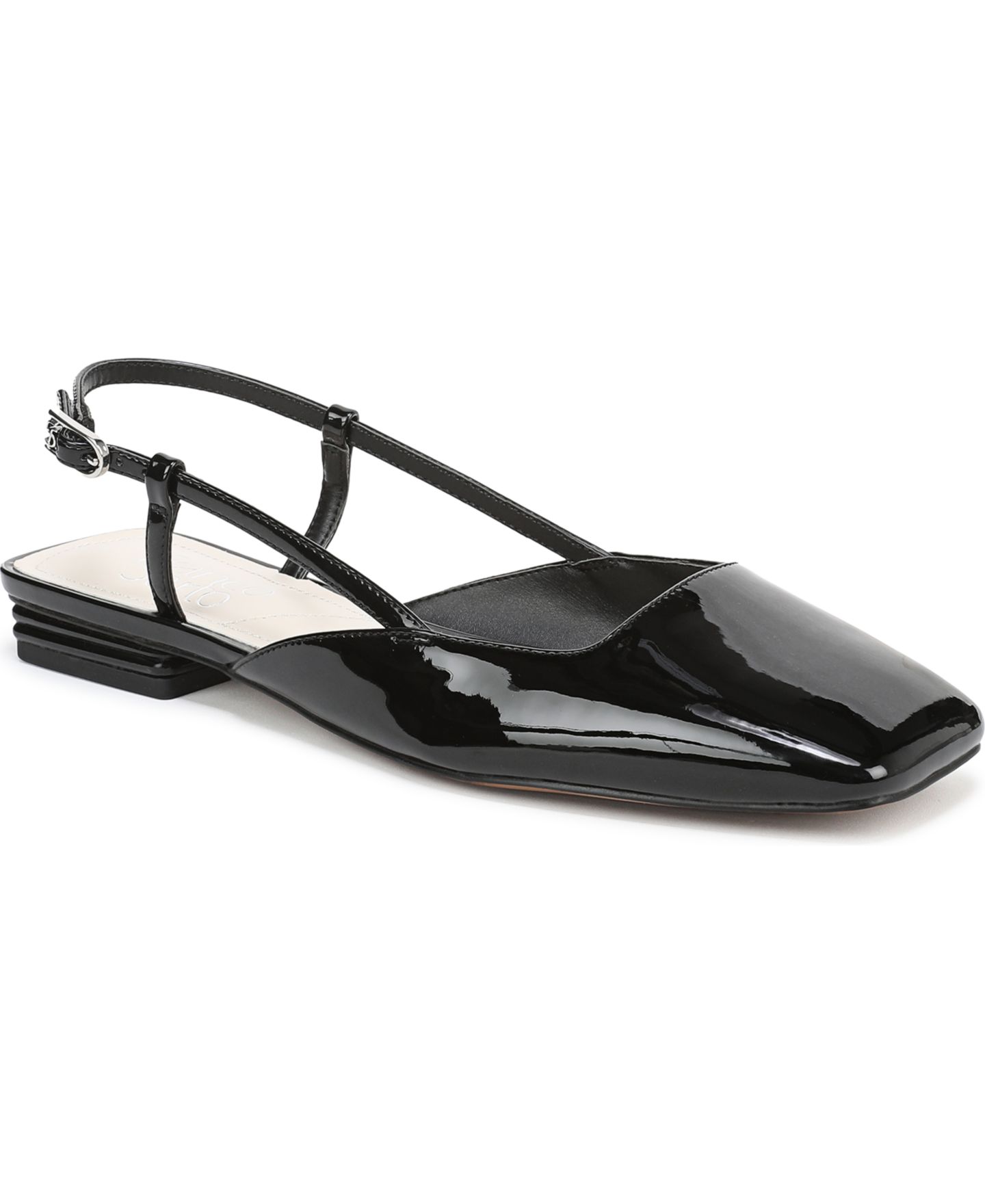Женские туфли Franco Sarto Virai Square Toe Slingback, цвет: Чёрный лаковая искусственная кожа — фото 1