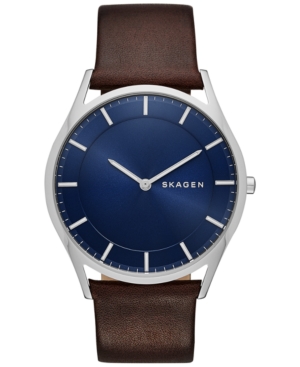 SKagen Men's Holst Brown Leather Strap Watch 40mm SKW6237