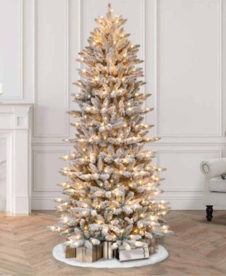 Puleo 7.5FT &nbsp;Pre-Lit Flocked Slim Fraser Fir Artificial Christmas Tree