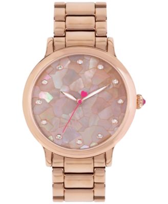 Betsey Johnson Women's Rose Gold-Tone Stainless Steel Bracelet Watch ...