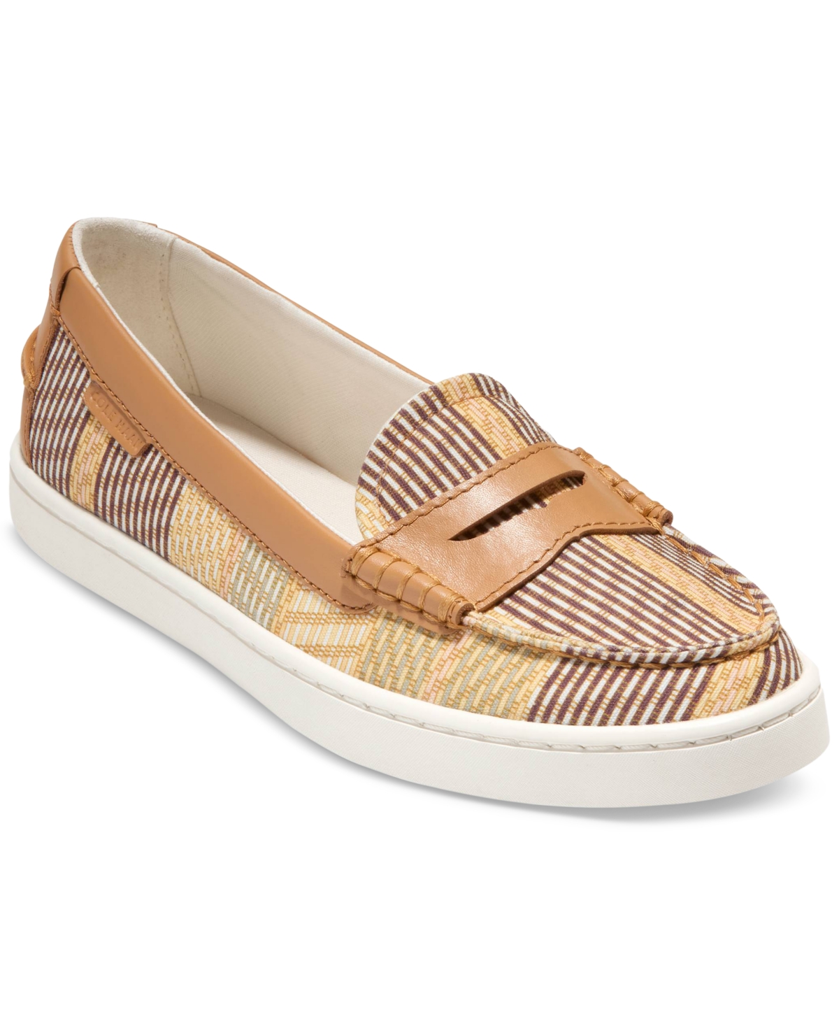 Cole Haan Nantucket Penny Loafer In Bali Striped Printed Canvas,biscuit,iv