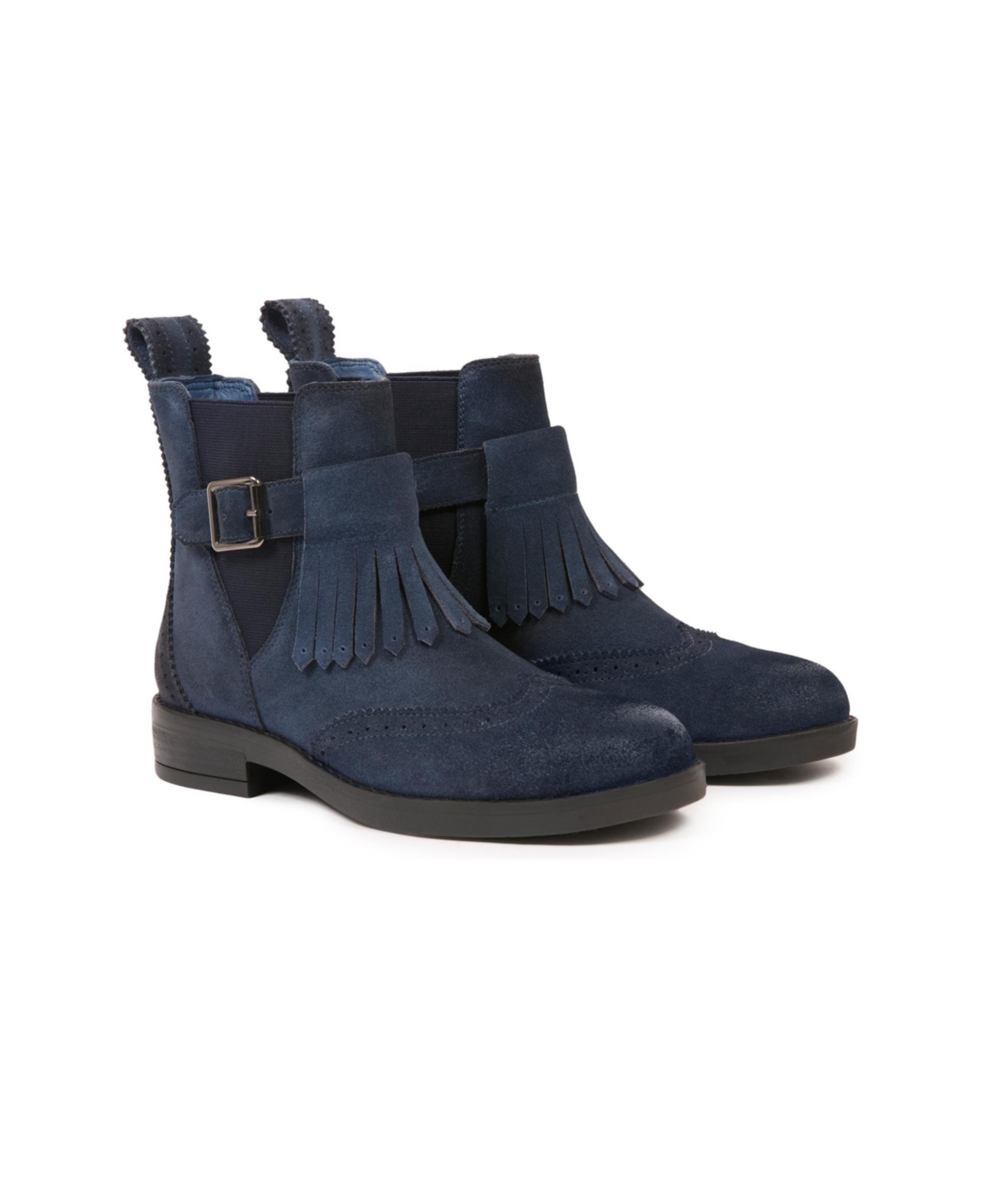 Brogue Strap Chelsea Boot - Navy