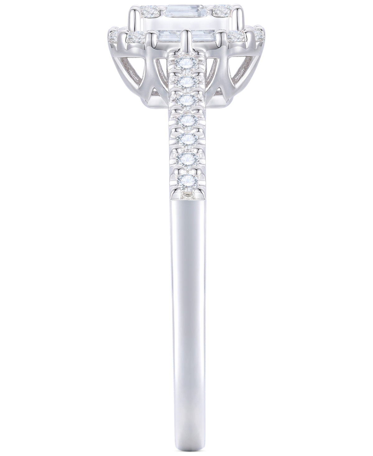 Macy's Diamond Emerald Shaped Halo Cluster Engagement Ring (3/8 Ct. T.w.) In 14k White Gold In White Gold