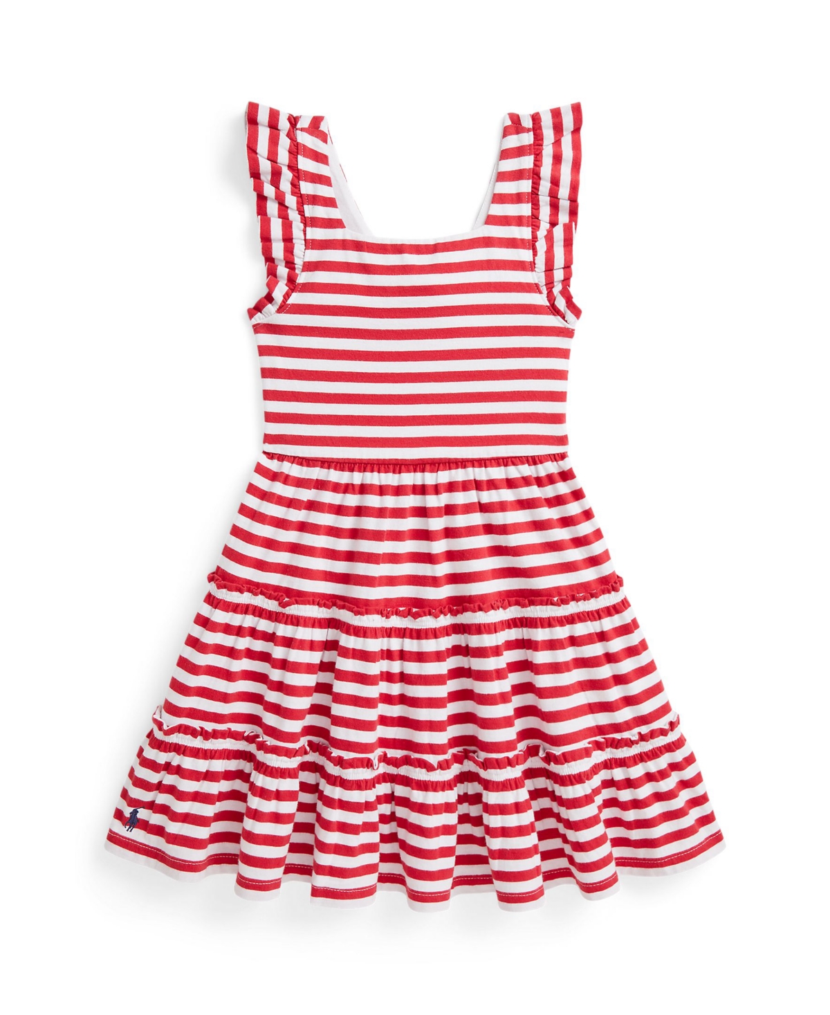 Polo Ralph Lauren Striped Ruffled Cotton Jersey Dress In Assorted