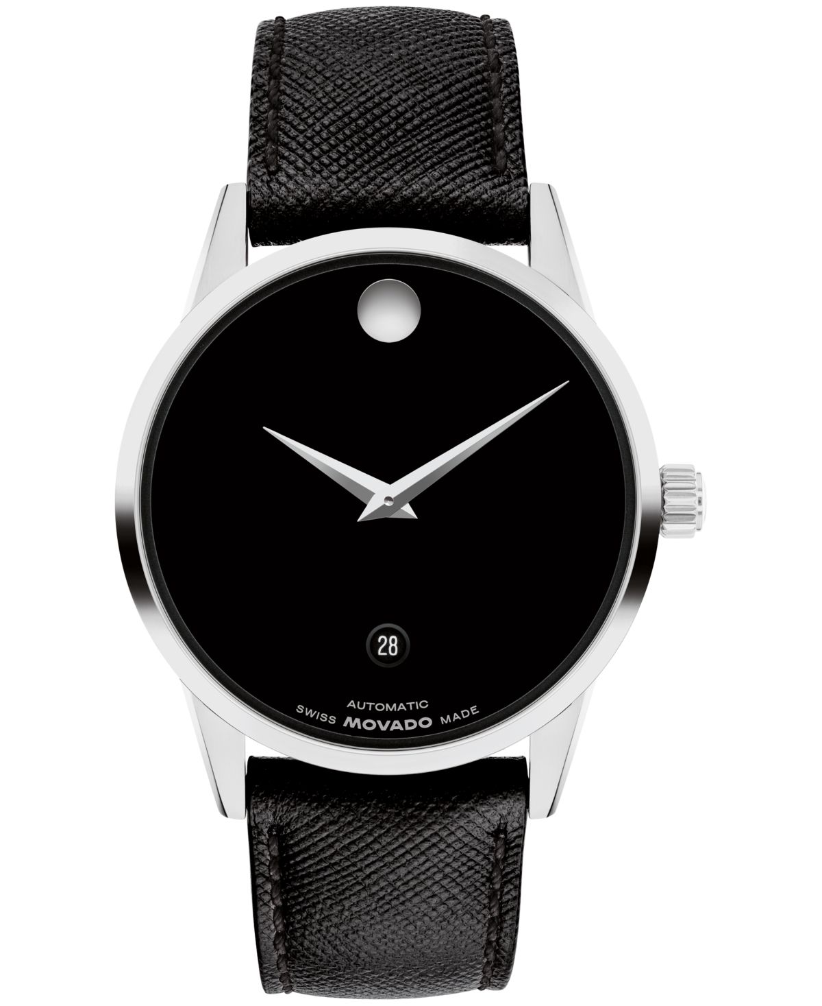 Мужские музейные классические швейцарские часы с автоподзаводом из черной кожи, 40 мм