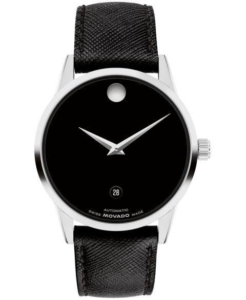 Мужские часы Movado Museum Classic Swiss Automatic Black Leather Watch, 40mm
