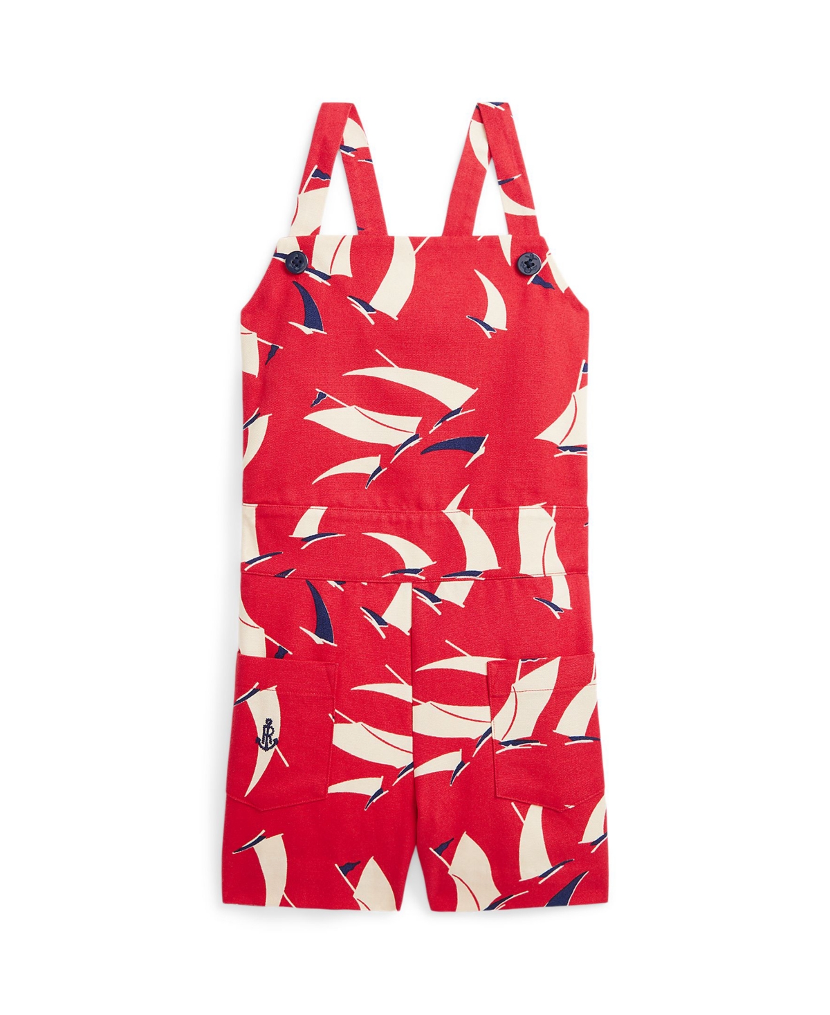 Shop Polo Ralph Lauren Toddler And Little Girls Sailboat-print Canvas Romper In Art Deco Sails