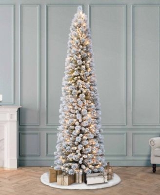 Puleo 9FT Pre-Lit Flocked Patagonia Pine Pencil Artificial Christmas Tree