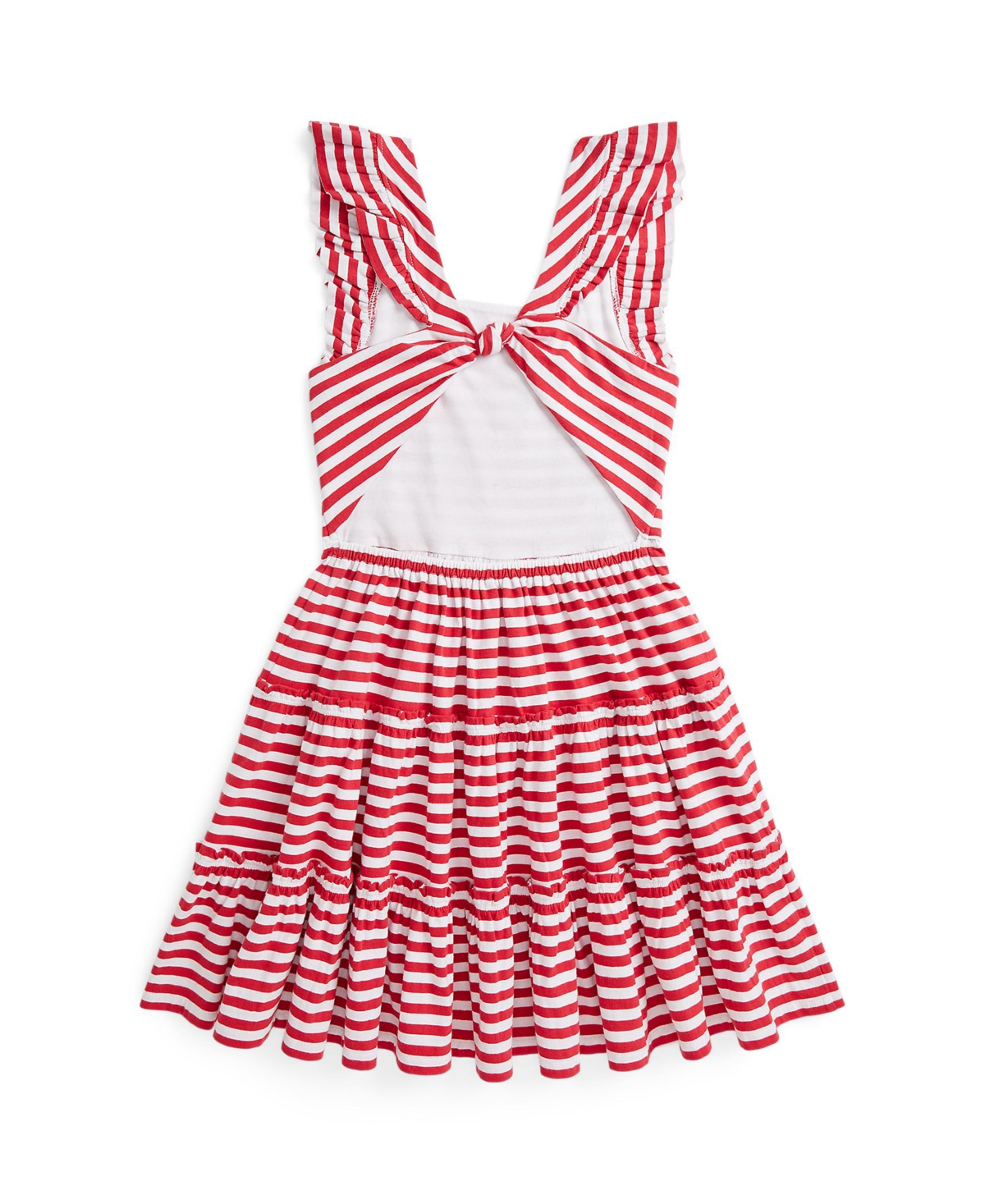 Polo Ralph Lauren Striped Ruffled Cotton Jersey Dress In Assorted