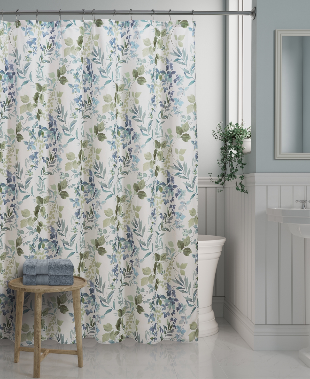 Shop Royal Court Evergreen Shower Curtain, 72" X 70" In Blue