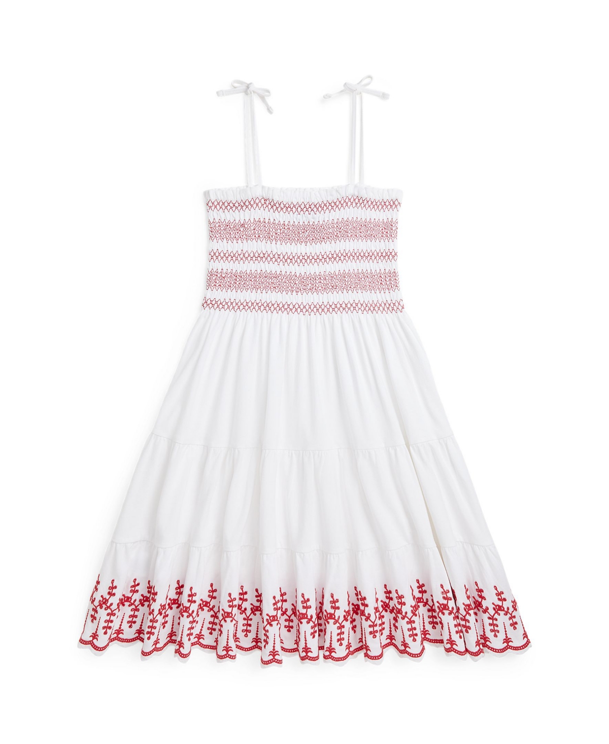 Polo Ralph Lauren Toddler And Little Girls Smocked Eyelet Jersey Dress In White