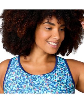 Plus Size Full Side Shirring Tankini Top