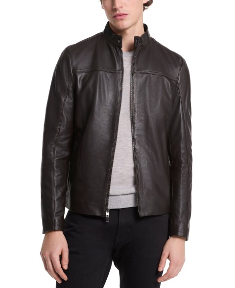 Мужские куртки Michael Kors Men's Leather Racer Jacket