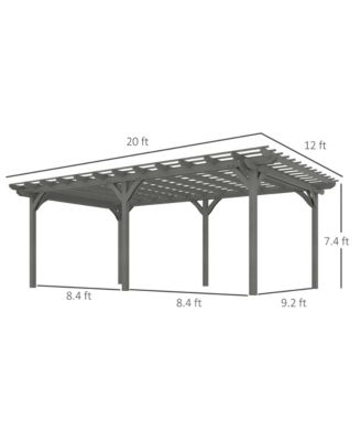 12' x 16' Wooden Pergola, Outdoor Gazebo for Vines,